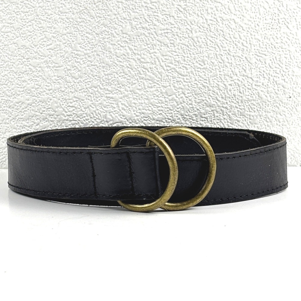 American Eagle Leather Belt Womens XS/S Black Excellent Double O-Ring Buckle